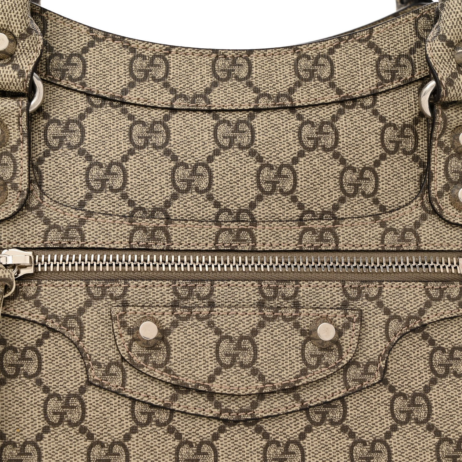 Balenciaga X GUCCI GG Supreme Monogram Neo Classic Silver Hardware City Beige Ebony 8 of 11