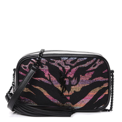 Saint Laurent Calfskin Tiger Burnout Monogram Lou Camera Bag Black 1 of 10