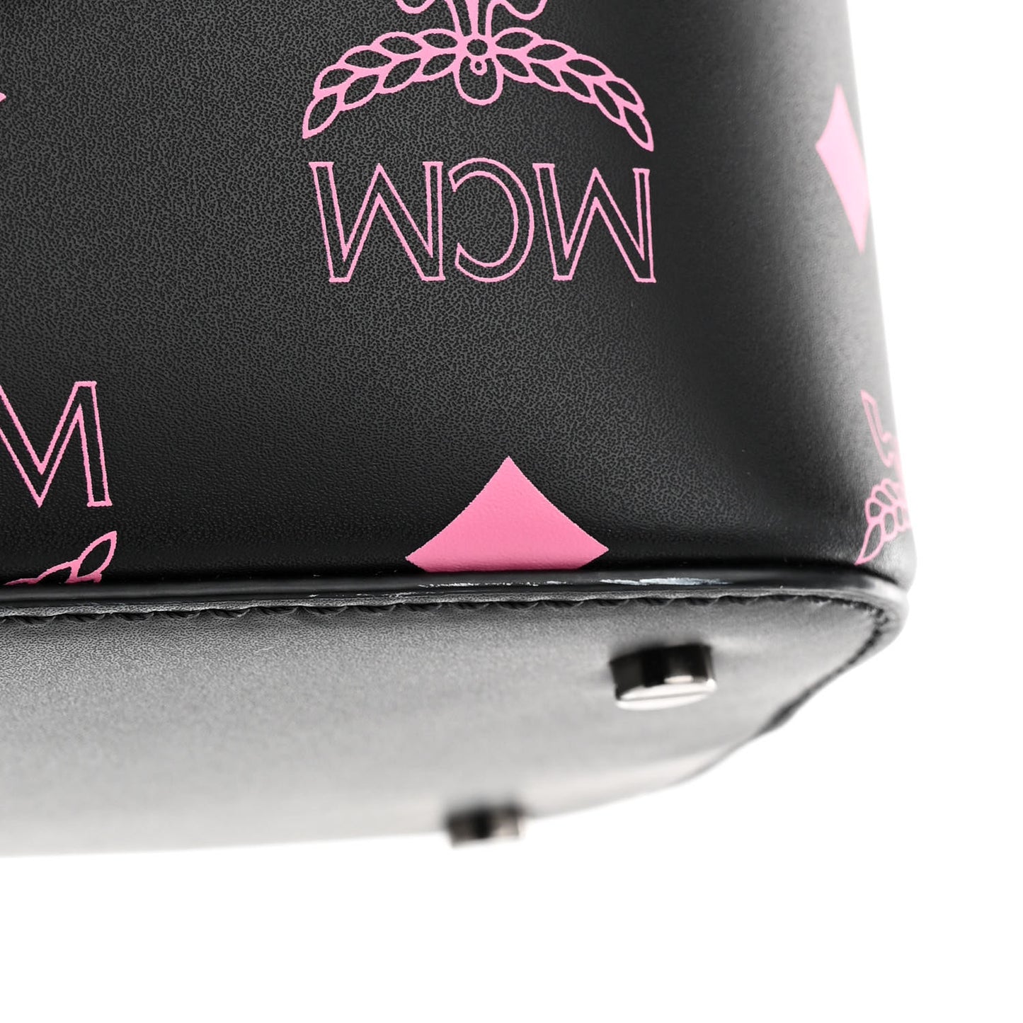 Nappa Visetos Mini Pup Color Splash Drawstring Bag Black Pink