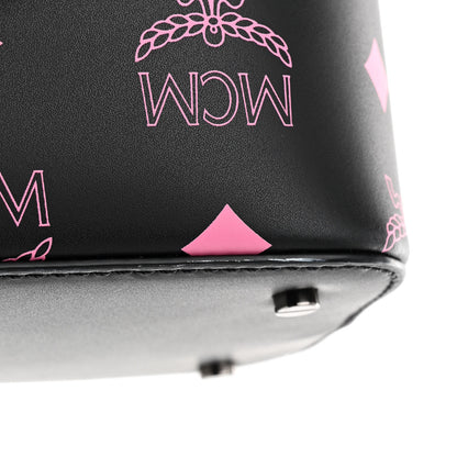 MCM Nappa Visetos Mini Pup Color Splash Drawstring Bag Black Pink 12 of 12