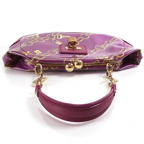 Monogram Charms Frame Kisslock Clutch Fuchsia
