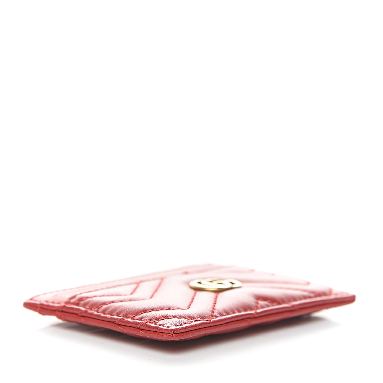 Gucci Calfskin Matelasse GG Marmont Card Holder Hibiscus Red 4 of 7