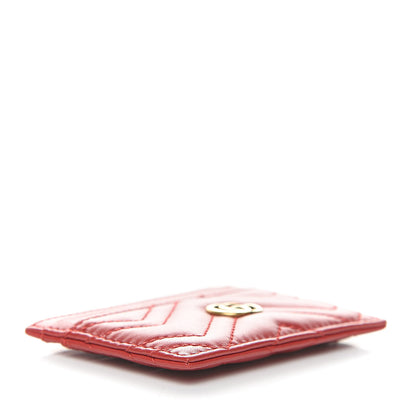 Gucci Calfskin Matelasse GG Marmont Card Holder Hibiscus Red 4 of 7