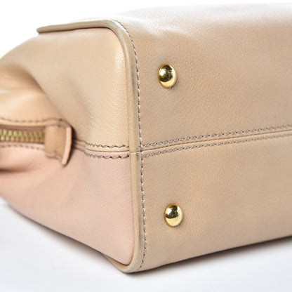 Fendi Capra Vitello Dolce Marmol Colorblock Small Chameleon Tote Cipria Makeup Camel 15 of 16