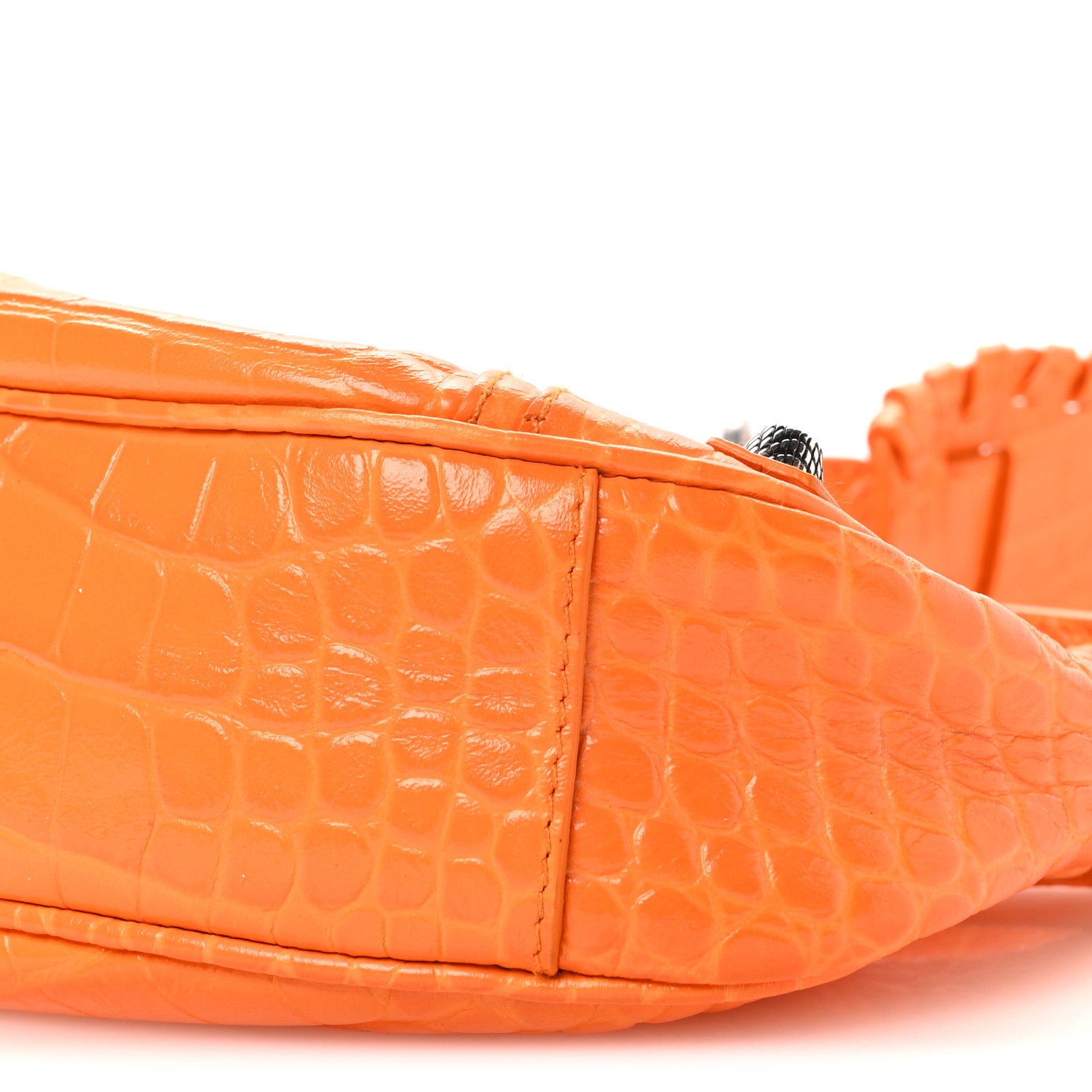 Balenciaga Extra Supple Calfskin Crocodile Embossed Le Cagole Shoulder Bag XS Pop Orange 11 of 11