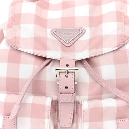 Prada Re-Nylon Saffiano Gingham Print Small Backpack Alabastro 9 of 11