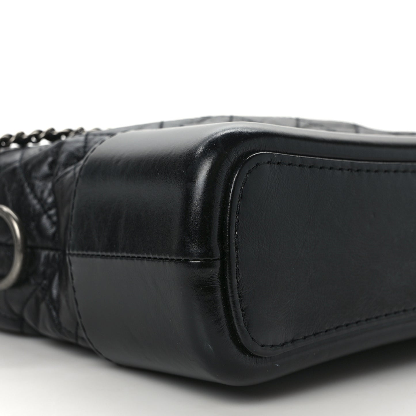 Aged Calfskin Quilted Medium Gabrielle Logo Hobo Black