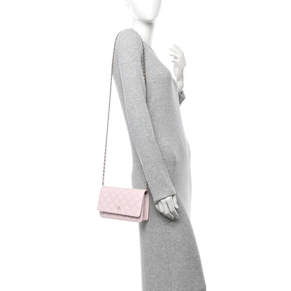 Chanel Caviar Quilted Wallet on Chain WOC Light Pink 2 of 10