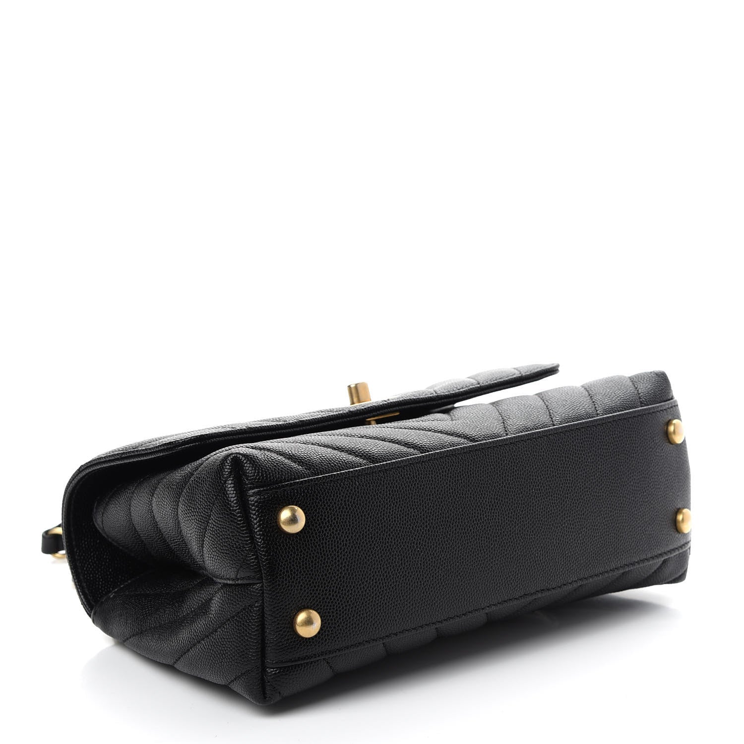 Chanel Caviar Chevron Quilted Mini Coco Handle Flap Black 3 of 8