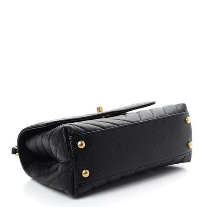 Chanel Caviar Chevron Quilted Mini Coco Handle Flap Black 3 of 8