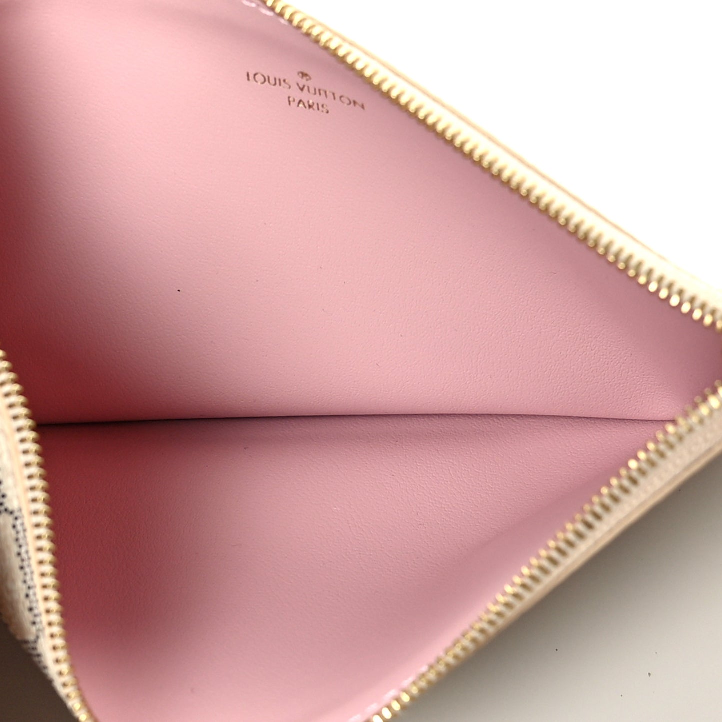 Damier Azur Felicie Chain Wallet Zippered Insert Rose Ballerine