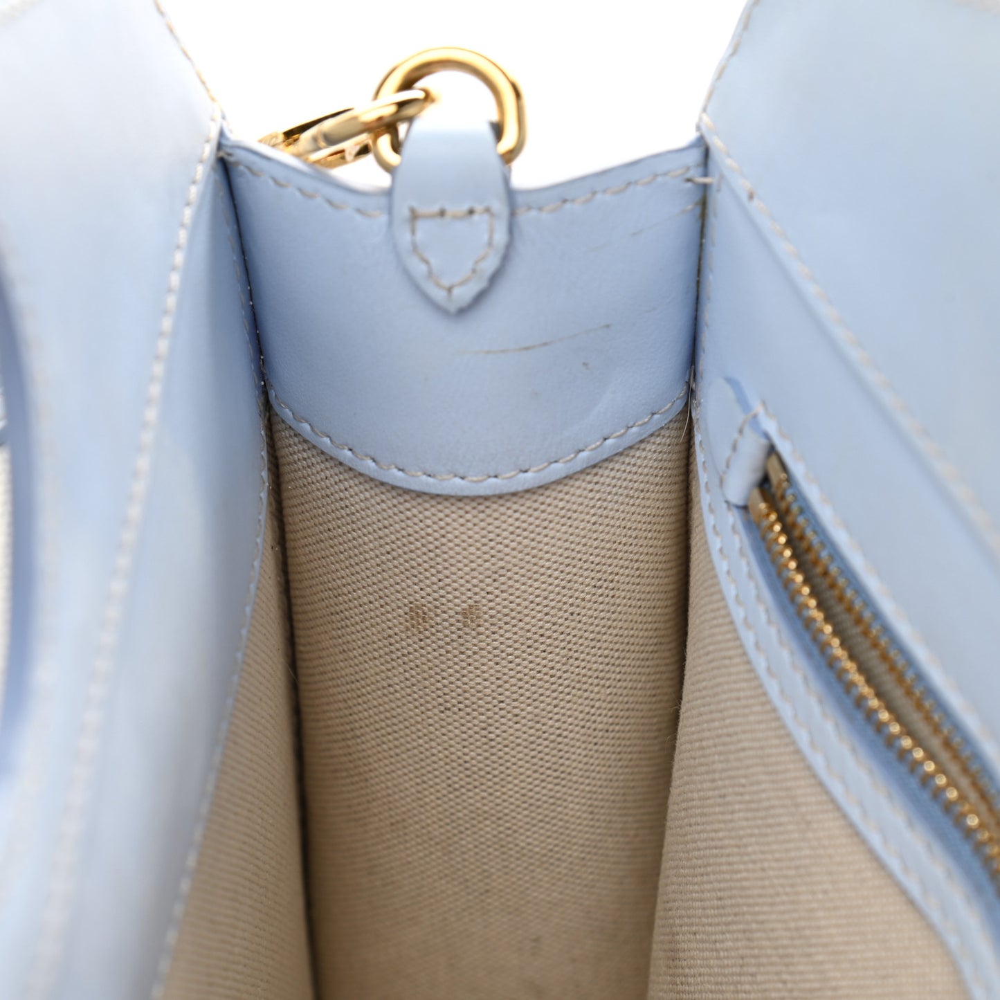 Canvas Smooth Calfskin Two Tone Mini Pocket Bag Natural Pale Blue
