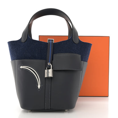Hermes Wool Felt Swift Go Team Picotin Lock 18 Caban Bleu Nuit 11 of 11