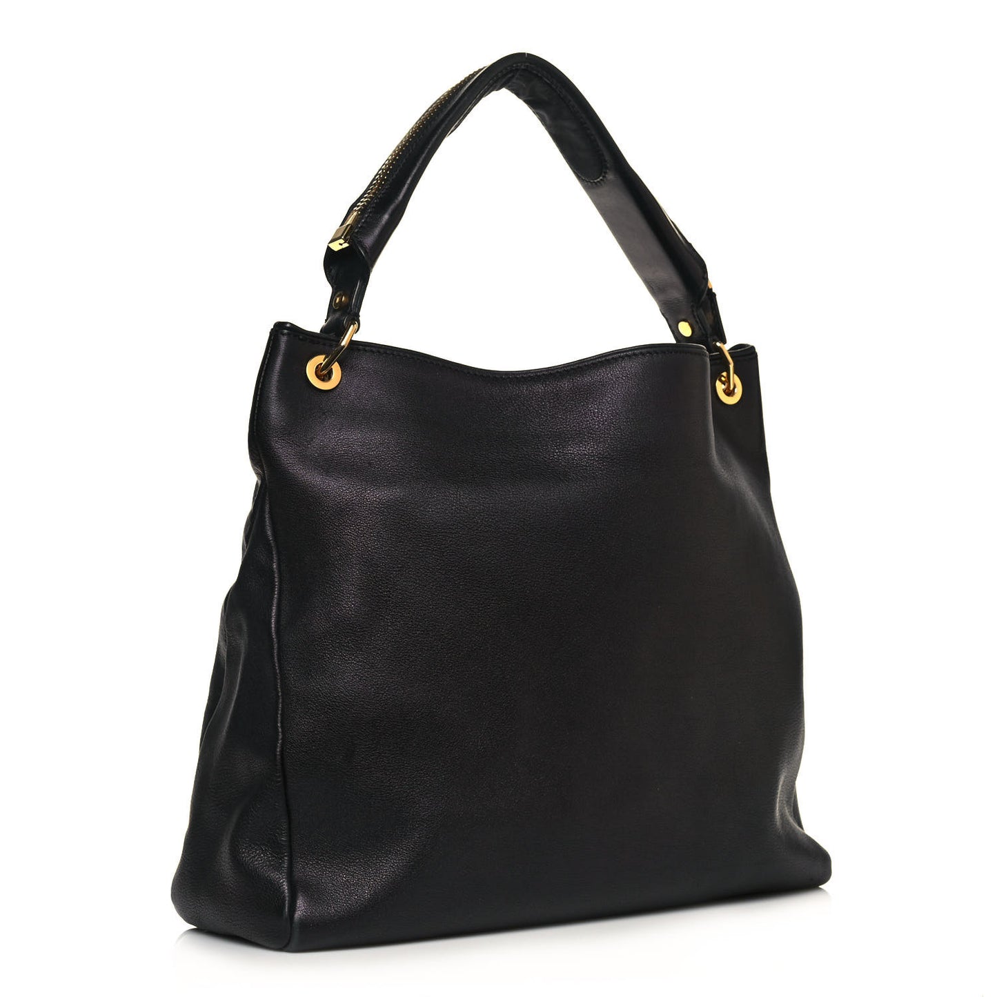 Calfskin Zipper Strap Hobo Black