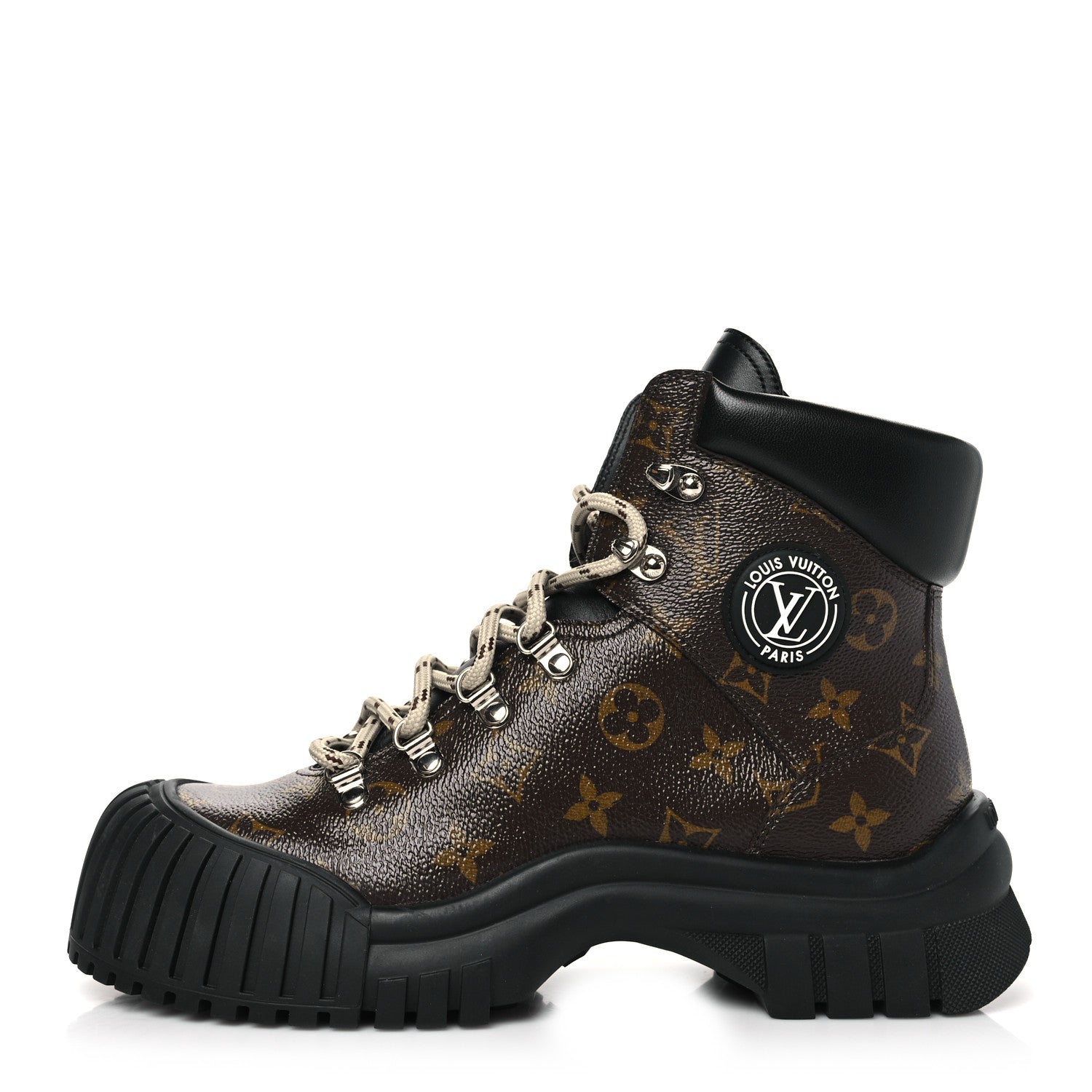 Louis Vuitton Calfskin Patent Monogram Ruby Flat Ranger Boots 40 Black 1 of 8