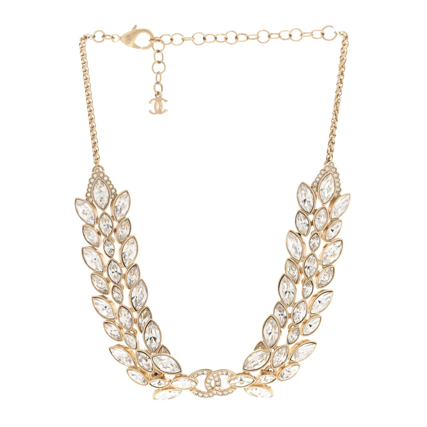 Chanel Crystal Sparkling Wheat CC Choker Necklace Gold 3 of 7