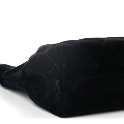 Chanel Suede Calfskin Lambskin Quilted Maxi Hobo Black 9 of 10