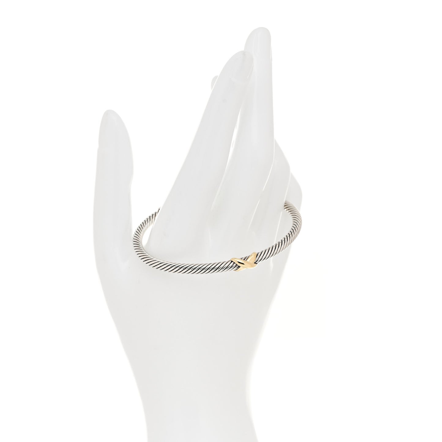 Sterling Silver 18K Yellow Gold 4mm X Station Cable Bracelet