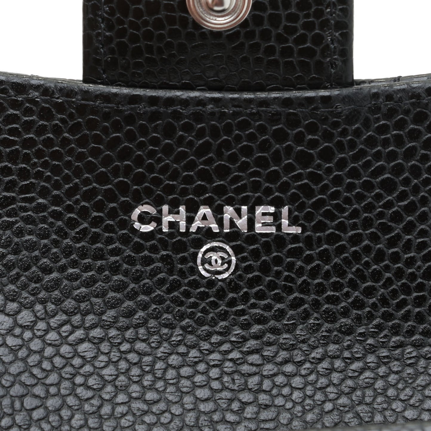Caviar Quilted Flap Card Holder Wallet Black