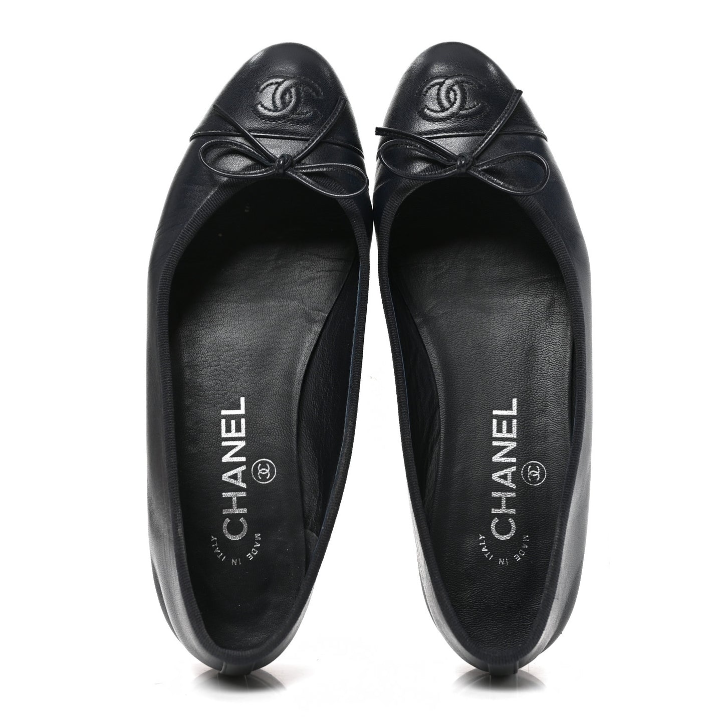 Goatskin CC Cap Toe Ballerina Flats 37.5 Dark Blue