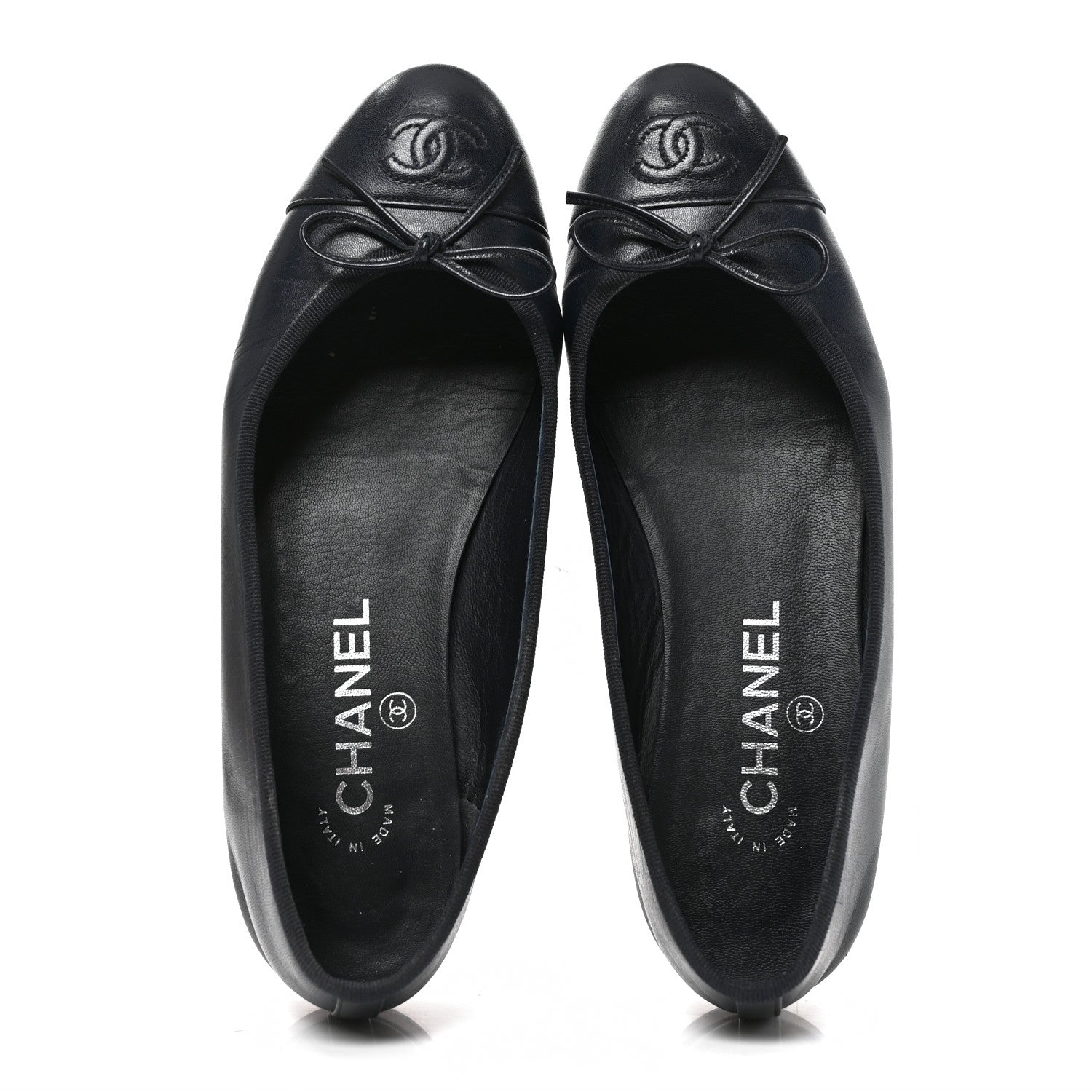 Chanel Goatskin CC Cap Toe Ballerina Flats 37.5 Dark Blue 2 of 9