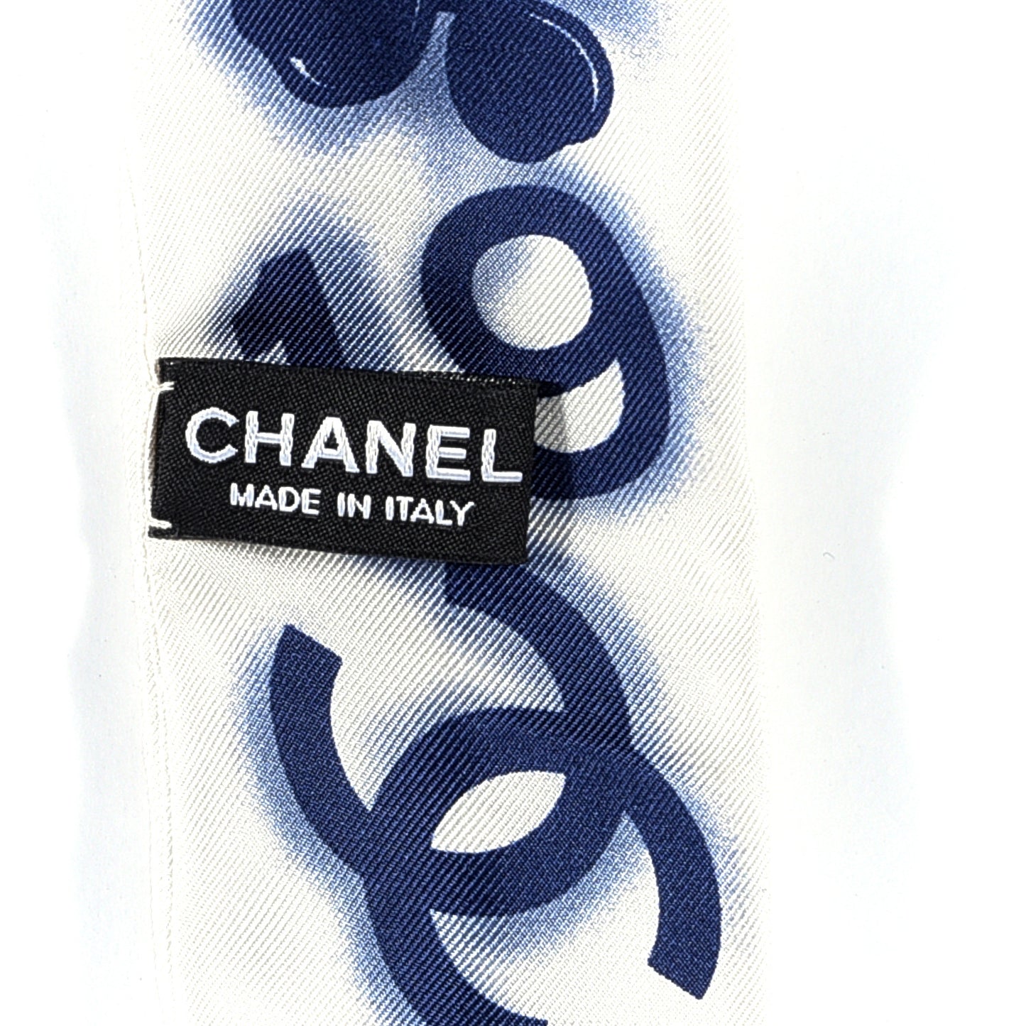 Silk CC Slim Bandeau Scarf White Blue