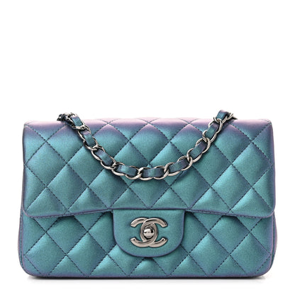 Chanel Iridescent Lambskin Quilted Mini Rectangular Flap Turquoise 1 of 11