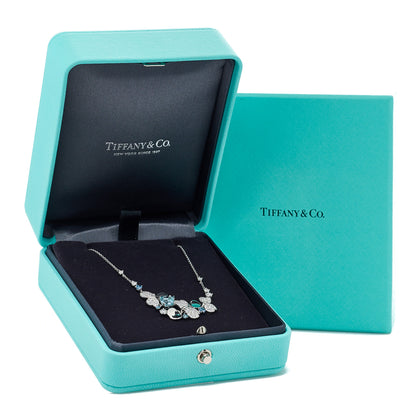 Tiffany Platinum Diamond Aquamarine Paper Flowers Cluster Pendant Necklace 5 of 5