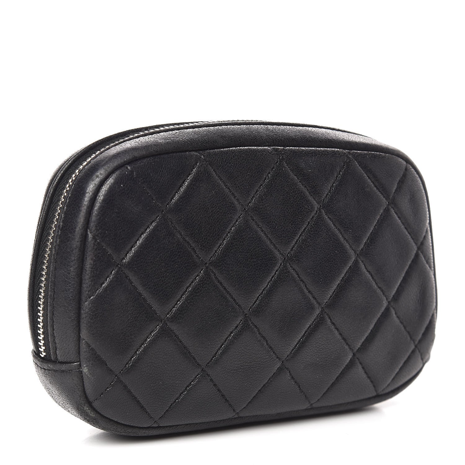 Chanel Lambskin Quilted Small Curvy Pouch Cosmetic Case Black 3 of 8