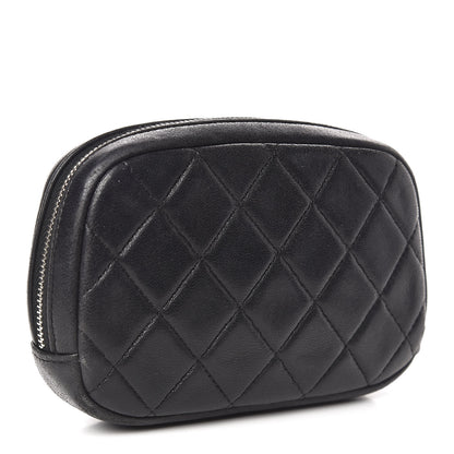 Chanel Lambskin Quilted Small Curvy Pouch Cosmetic Case Black 3 of 8