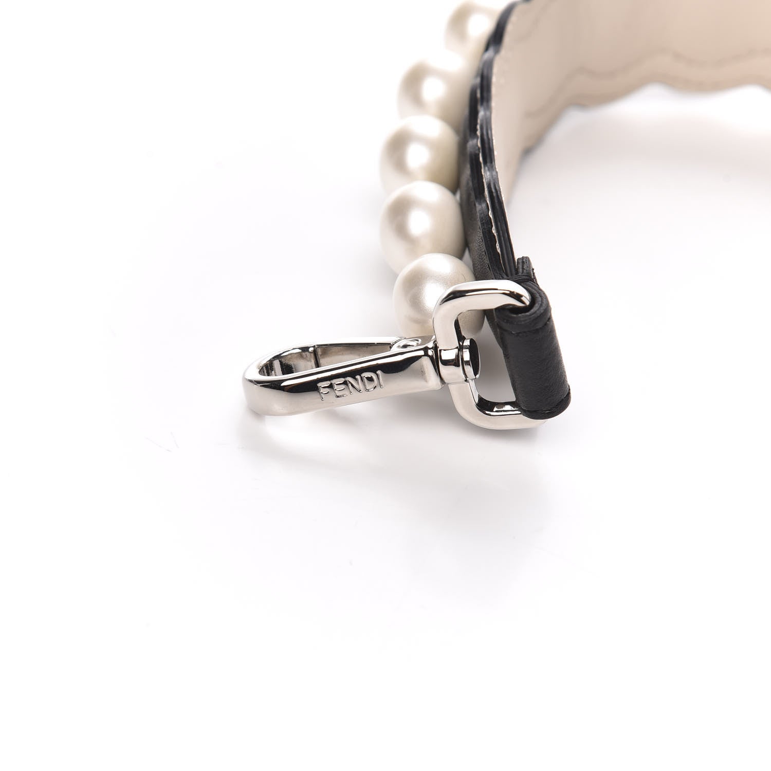 Fendi Calfskin Pearl Embellished Mini Strap You Black Camelia 3 of 5