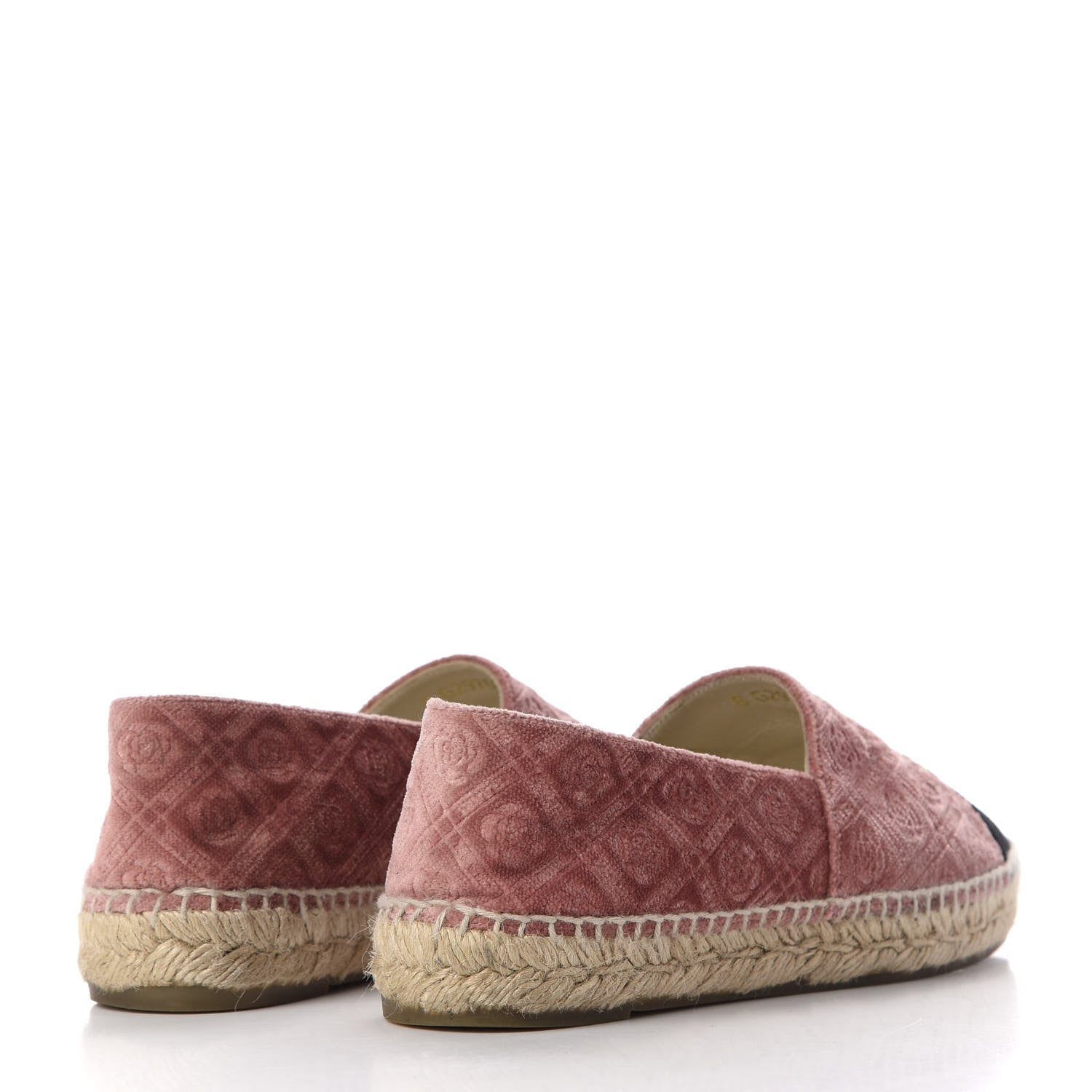 Chanel Velvet Grosgrain Quilted Camellia CC Espadrilles 37 Pink Black 4 of 12