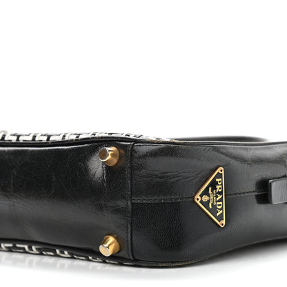 Prada Goatskin Woven Bowler Black 9 of 9