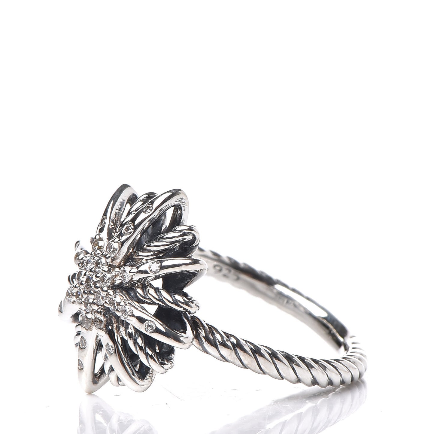 Sterling Silver Diamond 16mm Starburst Ring 50 5.25