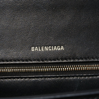 Balenciaga Shiny Box Calfskin Medium Hourglass Top Handle Bag Black 6 of 13