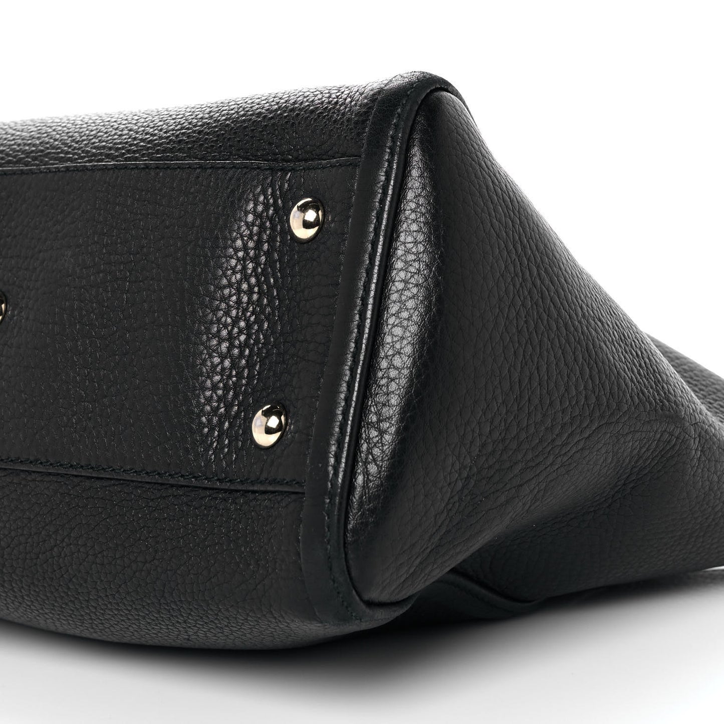 Pebbled Calfskin Small Soho Top Handle Bag Black