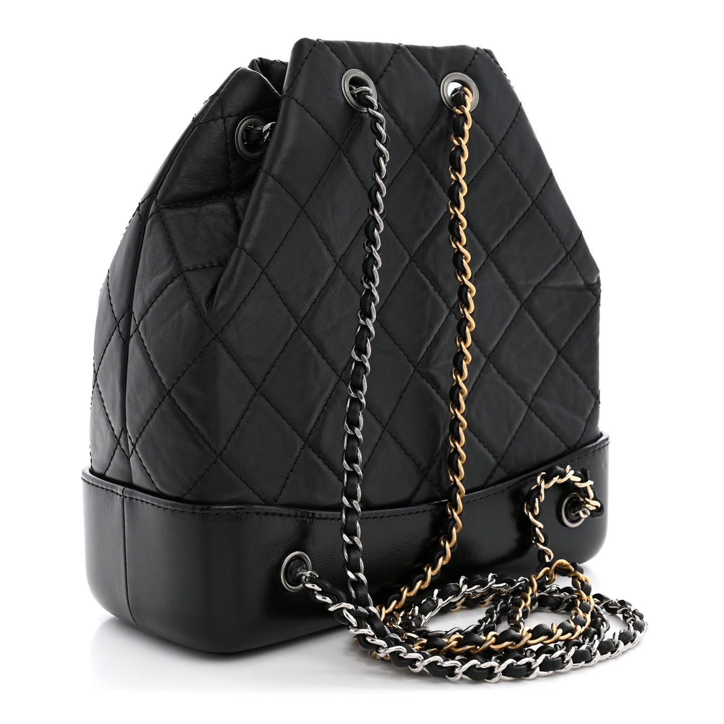 Aged Calfskin Quilted Small Gabrielle Backpack Black