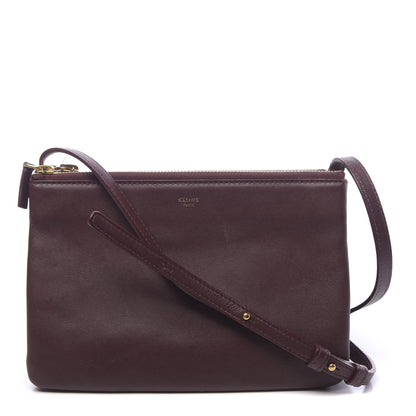 Celine Smooth Lambskin Small Trio Crossbody Bag Burgundy 1 of 17