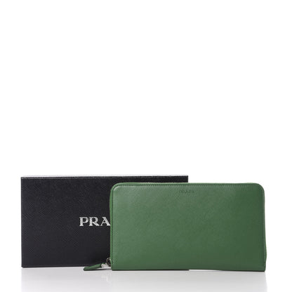 Prada Saffiano Large Zip Around Travel Wallet Biliardo 8 of 8