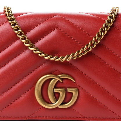 Gucci Calfskin Matelasse GG Marmont Mini Bag Hibiscus Red 9 of 10