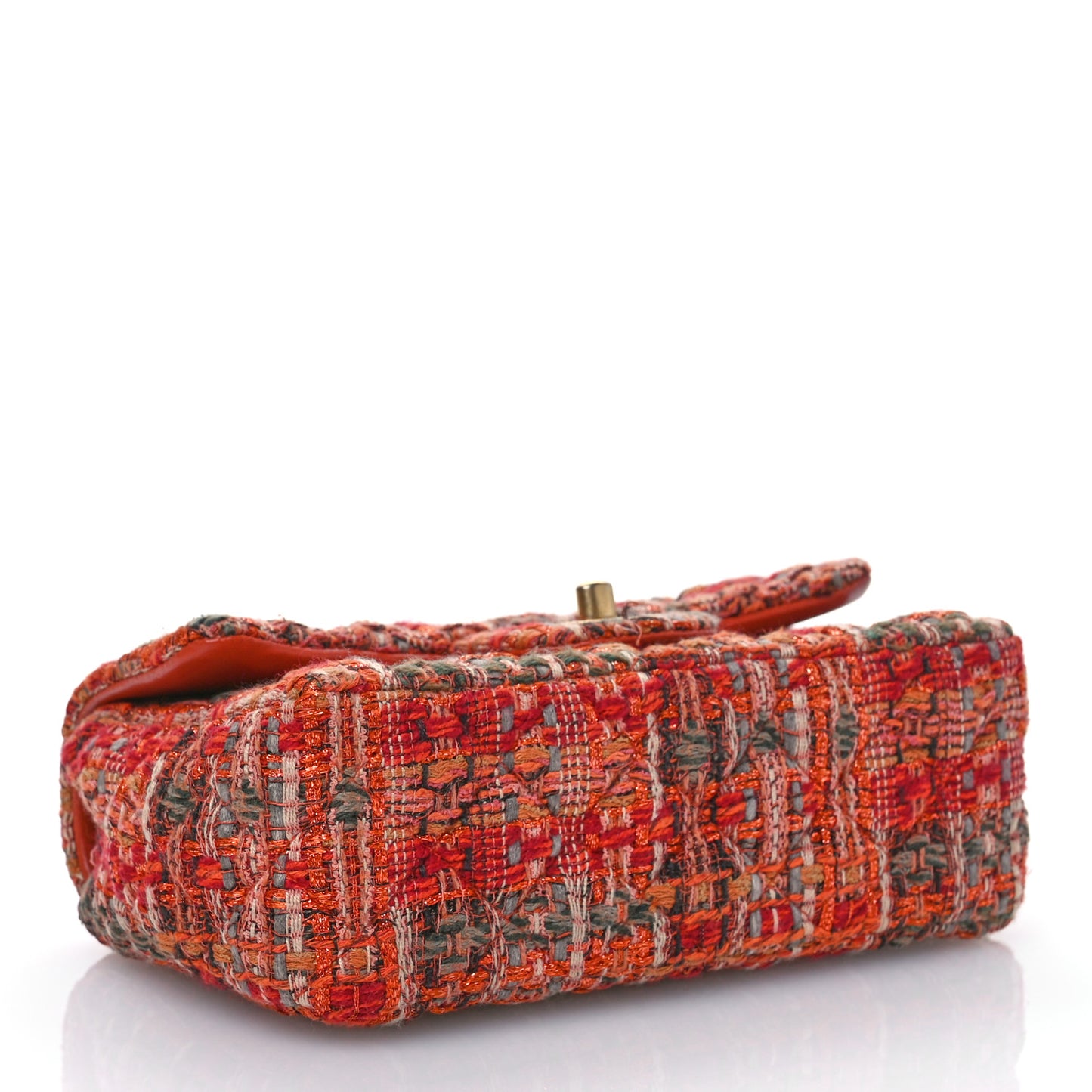 Tweed Quilted Mini Rectangular Flap Orange Multicolor