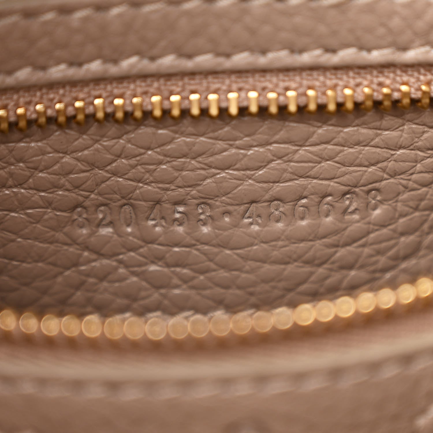 Gucci GG Grainy Calfskin Emblem Large Half Moon Shoulder Bag Taupe 7 of 11