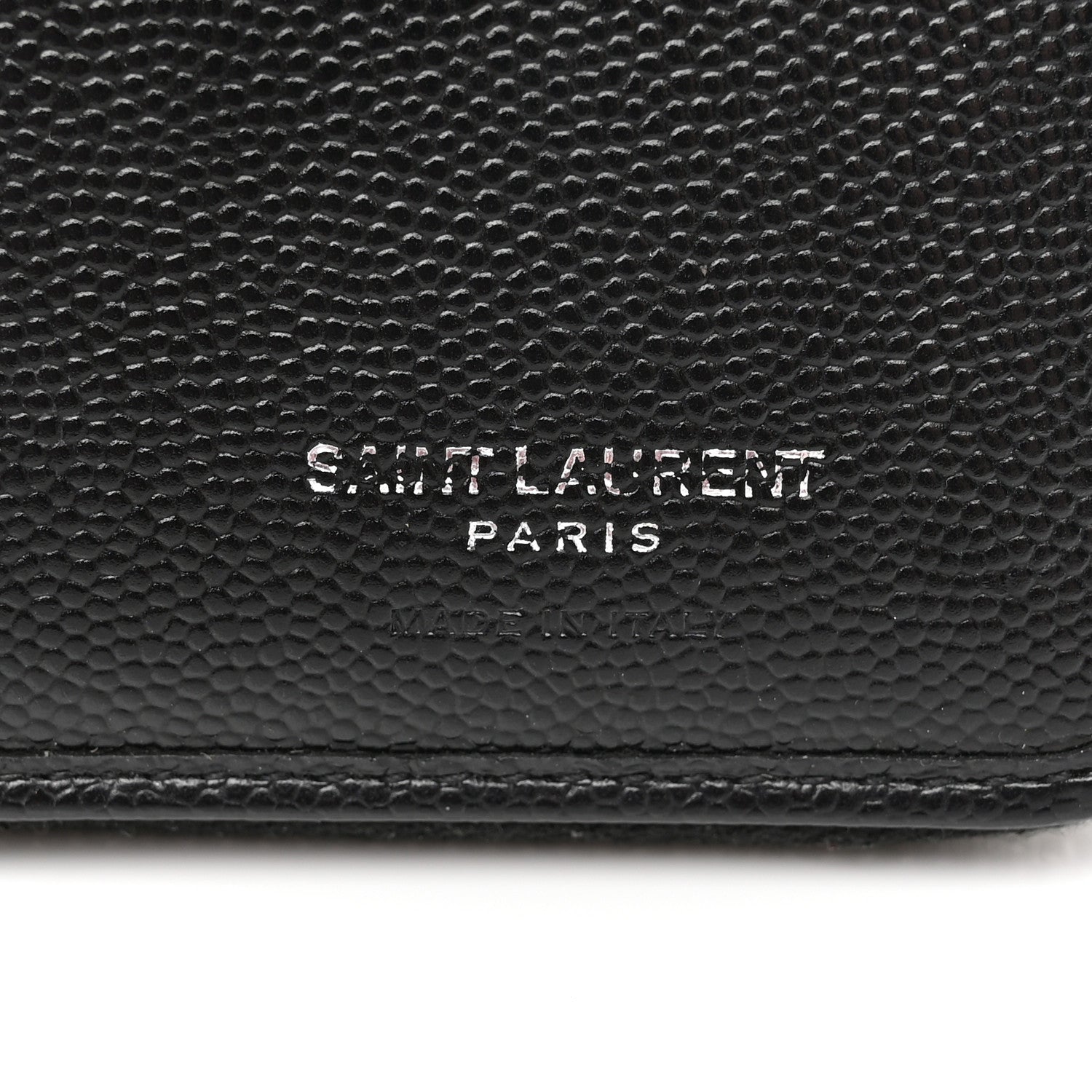 Saint Laurent Grain De Poudre Matelasse Chevron Monogram Compact Zip Around Wallet Black 7 of 10