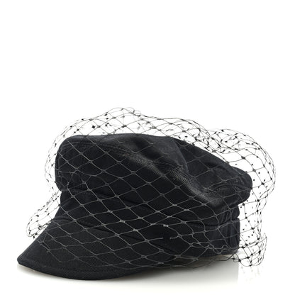 Christian Dior Cotton Canvas Arty Cap with Veil 58 Black 1 of 7