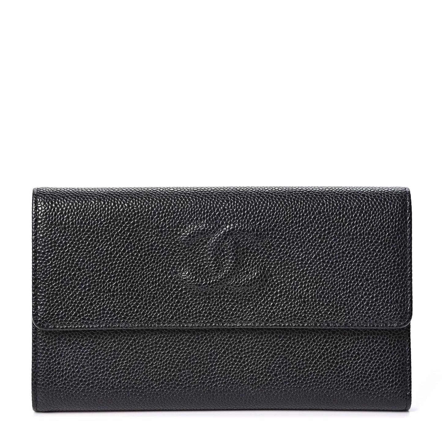 Caviar Timeless CC Large Gusset Flap Wallet Black