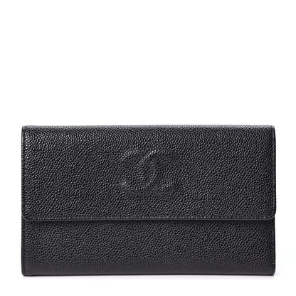 Chanel Caviar Timeless CC Large Gusset Flap Wallet Black 1 of 12
