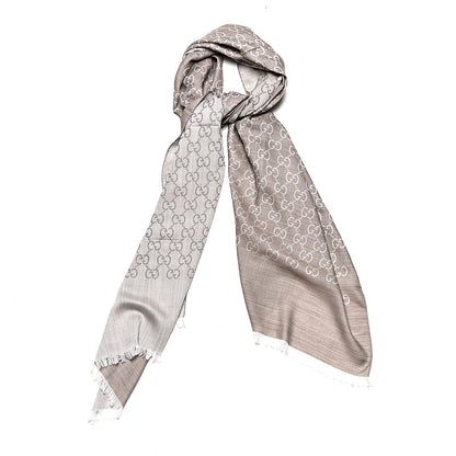 Gucci Wool Silk GG Monogram GGNat Plus Scarf Sand 1 of 5