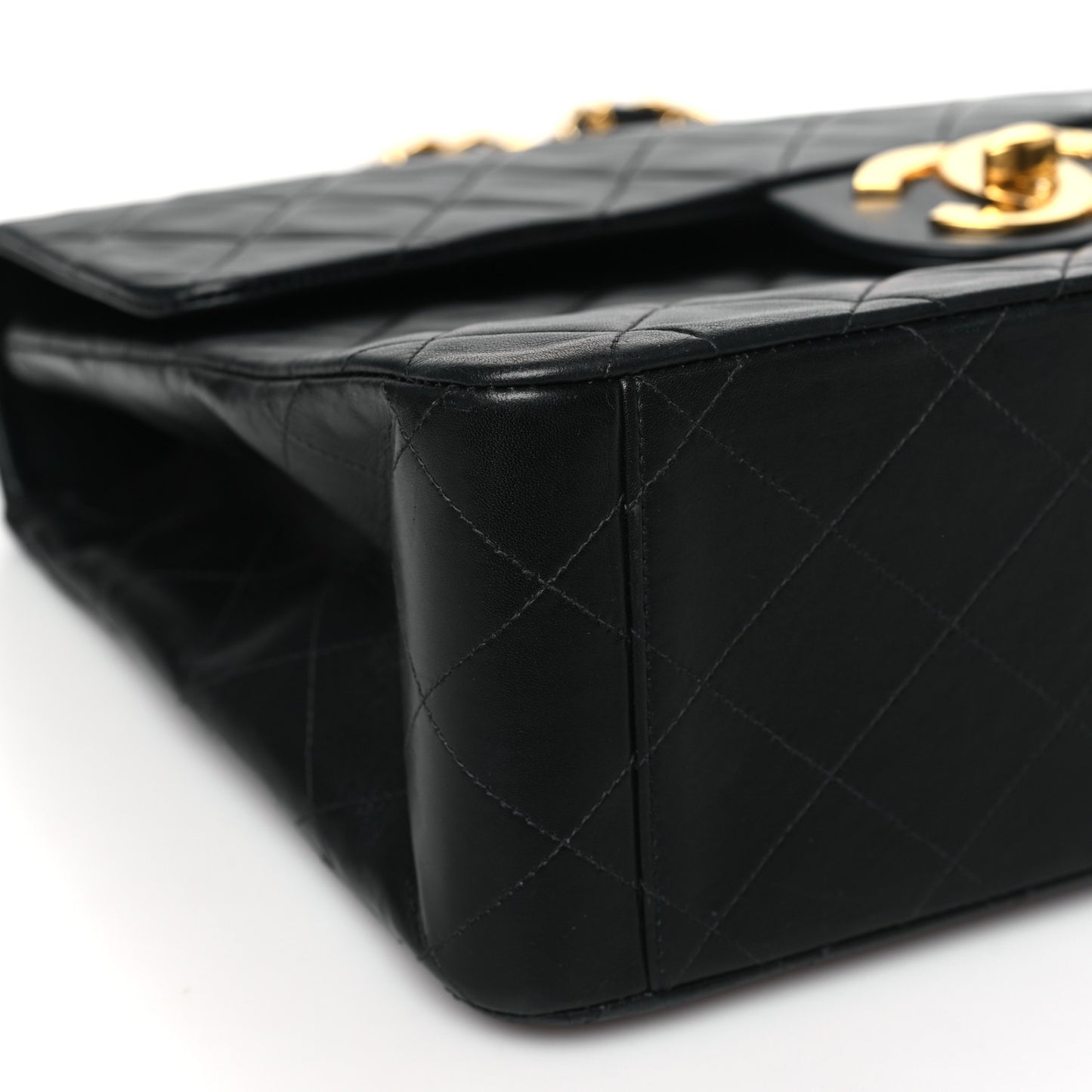 Lambskin Quilted XL Jumbo Single Flap Black
