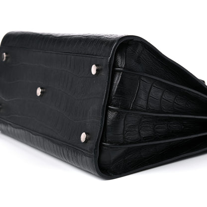 Saint Laurent Calfskin Crocodile Embossed Small Sac de Jour Black 8 of 15
