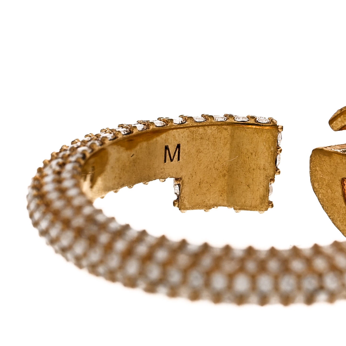 Crystal Double G Ring M 56 7.5 Aged Gold